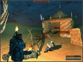 Cruz has been attacked by sandcrawlers and had to leave his old camp - Mora Sul - Varant - Gothic 3 - Game Guide and Walkthrough