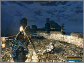 To find Thordir you have to go back to the ruined city and enter the wall turret (near the entrance to the castle) - Vengard - Myrtana - Gothic 3 - Game Guide and Walkthrough