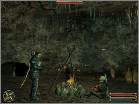 Kent is hiding in the cave because he is afraid of a group of ripperbeasts wandering nearby - Okara - Myrtana - Gothic 3 - Game Guide and Walkthrough