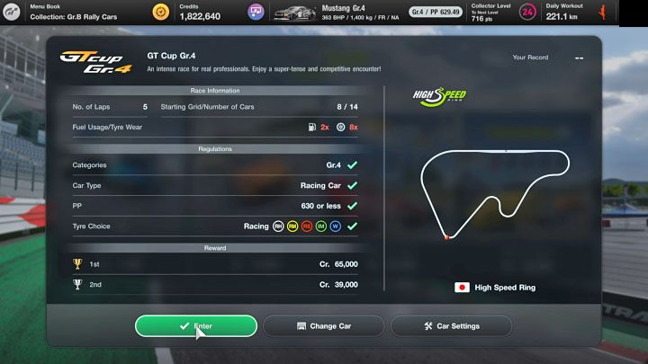 This race has several specific requirements - Gran Turismo 7: Grinding and earning credits - High Speed Ring - Earning credits - Gran Turismo 7 Guide