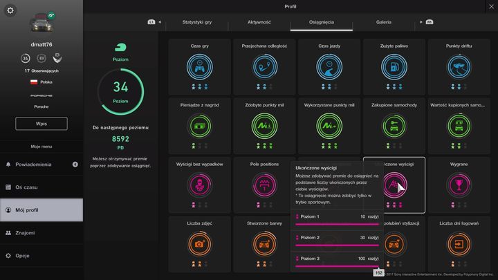 In the achievement menu in the profile you can check the number of online races. - Trophies in Gran Turismo Sport - Tips and trophies - Gran Turismo Sport Game Guide