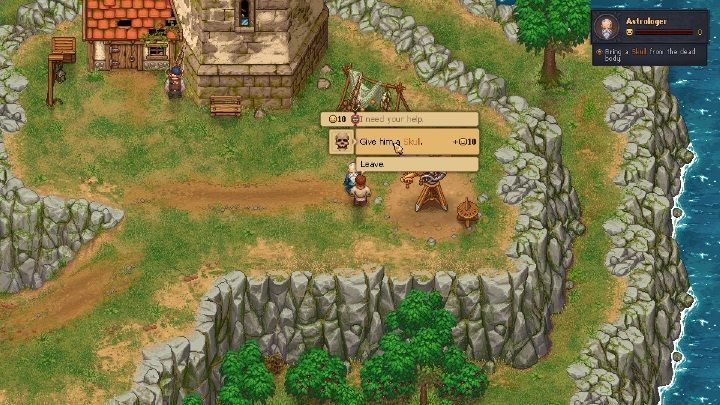 After getting the skull, go to the Astrologist - How to get the Active key in Graveyard Keeper? - Mission Tips - Graveyard Keeper Game Guide