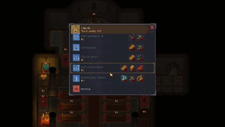 If you want to expand and develop the church, you will need to upgrade the building, as well as increase the quality of the graveyard - How to develop the church in Graveyard Keeper? - Church and graveyard - Graveyard Keeper Game Guide