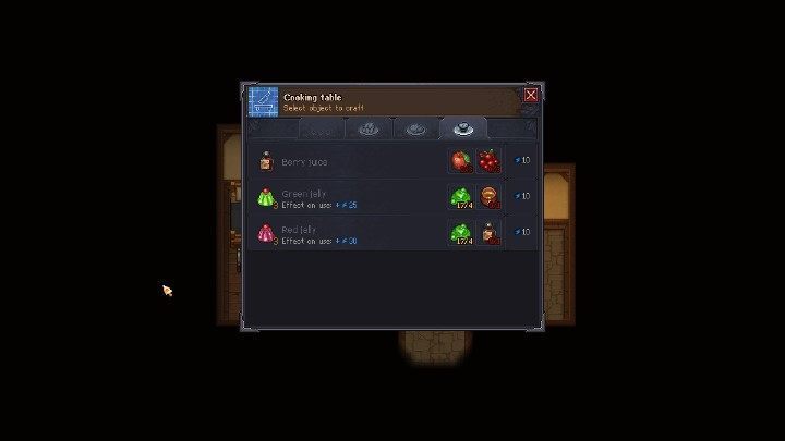 To create a dish of your liking, you need to get to Sweet Home location, click on the table and select the one you want - Dishes recipes in Graveyard Keeper? - Farming - Graveyard Keeper Game Guide