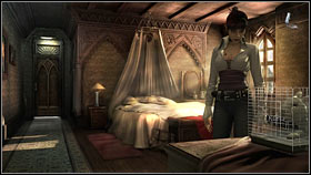 Head to the pitcher standing on the table (to the right of the bed) and pour some water into the bottle (in the inventory at the top of the screen, click the bottle with RMB - it will land in a symbolic hand in the upper corner of the screen - and click on the pitcher - 2 points) - Chapter 1 - p. 1 - Walkthrough - Gray Matter - Game Guide and Walkthrough