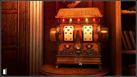 Examine the machine by the door - take a look at the logo in the lower part - Chapter 1 - p. 2 - Walkthrough - Gray Matter - Game Guide and Walkthrough