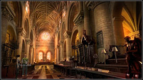 Go inside through the nave on the right and talk with the guide (8 bonus points) - Chapter 2 - p. 3 - Walkthrough - Gray Matter - Game Guide and Walkthrough