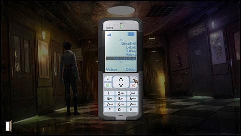 Take out your cell phone in the hall (LMB) and choose Contacts in Menu (press the right line below the screen) - Chapter 4 - p. 2 - Walkthrough - Gray Matter - Game Guide and Walkthrough