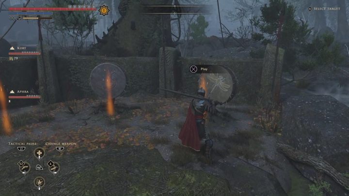 Hit them in this order, starting from left: the third drum, the first and then the second - GreedFall: Face to Face with the Demon - walkthrough - A Cure for Malichor - GreedFall Guide