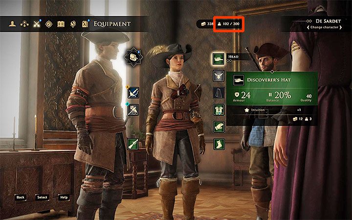 The current capacity limit is displayed at the top of the screen in the inventory window - GreedFall: Inventory capacity - how to deal with limits? - FAQ - GreedFall Guide