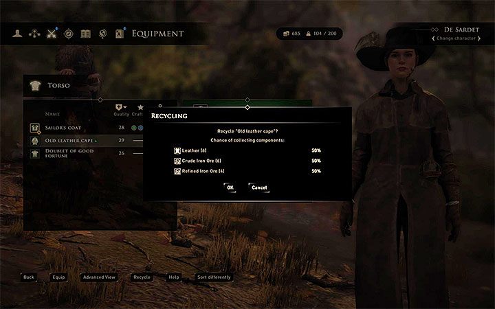 Alternative way of getting rid of items is to disassemble them into parts - GreedFall: Inventory capacity - how to deal with limits? - FAQ - GreedFall Guide
