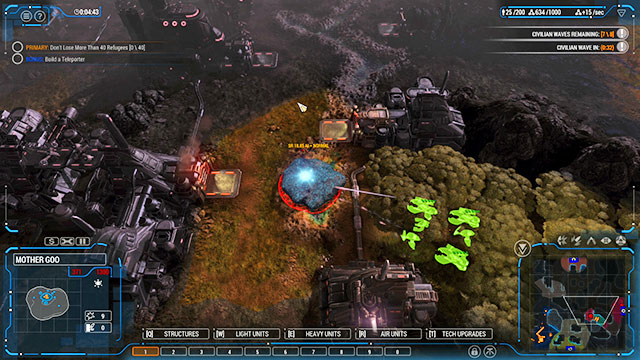 Regardless of the tactic that you adopt, keep an eye on the refugee camps - Mission 9 - Magos Pass - Human campaign - Grey Goo - Game Guide and Walkthrough