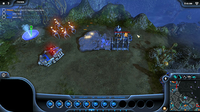 While destroying Saruks base, you should start producing two Purgers - Mission 15 - The Aperture Device - Goo campaign - Grey Goo - Game Guide and Walkthrough