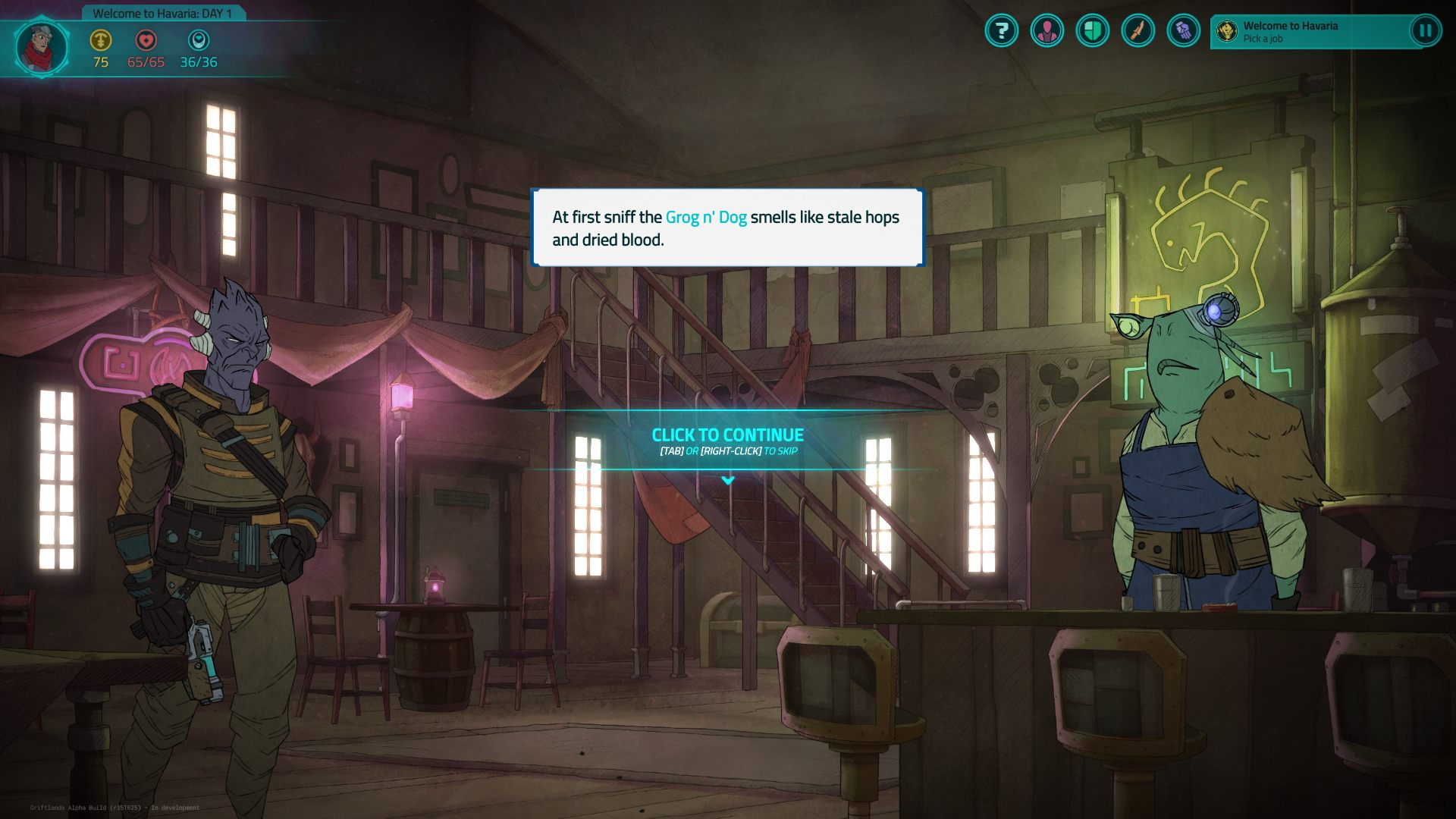 The first location where you play is Grog nDog bar, which is owned by an old friend of our heroine - Griftlands Guide