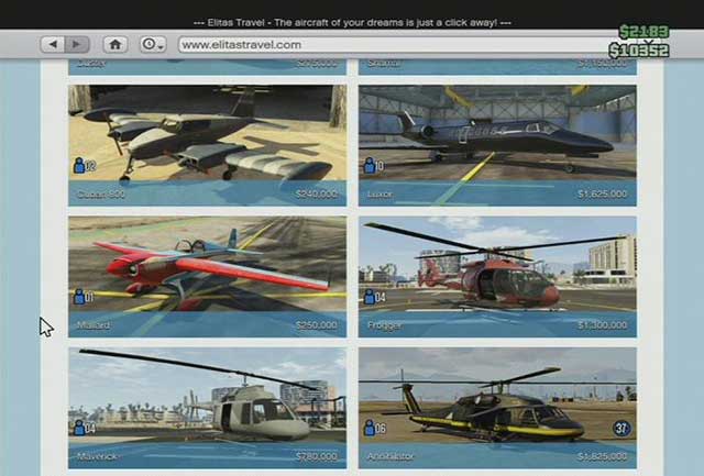 An aircraft store - GTA Online: Online shops - Jobs - GTA Online Guide