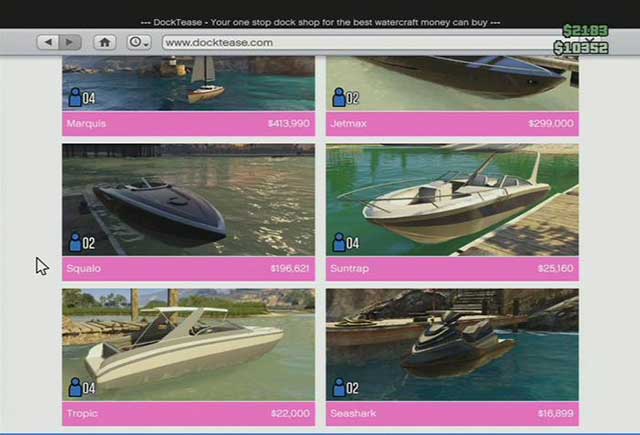 Boat store - GTA Online: Online shops - Jobs - GTA Online Guide