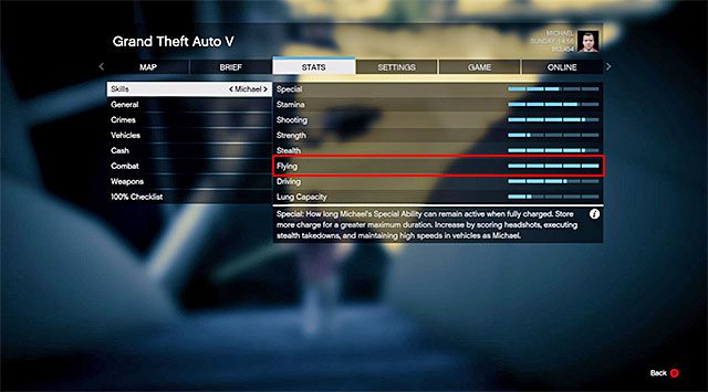 Develop one of Michaels skills to its maximum value - GTA 5: Flight School, Additional activity walkthrough - Main missions - GTA 5 Guide