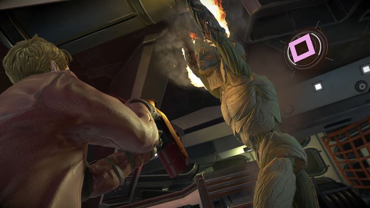 Next, youll be facing a number of interactive scenes that require you to push the buttons shown on the screen - Marvels Guardians of the Galaxy: Prologue - Guardians ship - Marvels Guardians of the Galaxy: Episode 1 - Tangled Up in Blue - Marvels Guardians of the Galaxy: The Telltale Series Game Guide