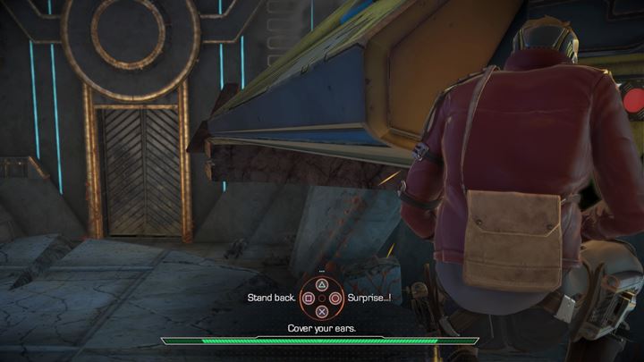 Return to the turret and use the ID chip - Marvels Guardians of the Galaxy: An alien planet - Marvels Guardians of the Galaxy: Episode 1 - Tangled Up in Blue - Marvels Guardians of the Galaxy: The Telltale Series Game Guide