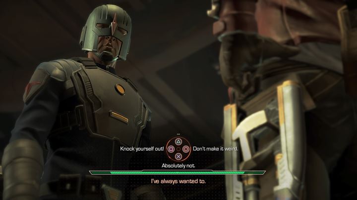 Youve reached the meet location - Marvels Guardians of the Galaxy: Handing the body over to Nova Corps - Marvels Guardians of the Galaxy: Episode 1 - Tangled Up in Blue - Marvels Guardians of the Galaxy: The Telltale Series Game Guide