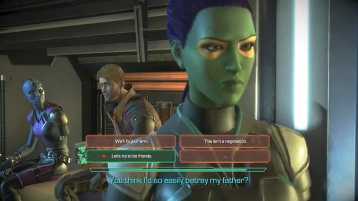 When Nebula asks you to dismiss Gamora and talk to her in private, you can decide either way - Marvels Guardians of the Galaxy: Chapter 4 - Too Fast For Love - Marvels Guardians of the Galaxy: Episode 2 - Under Pressure - Marvels Guardians of the Galaxy: The Telltale Series Game Guide