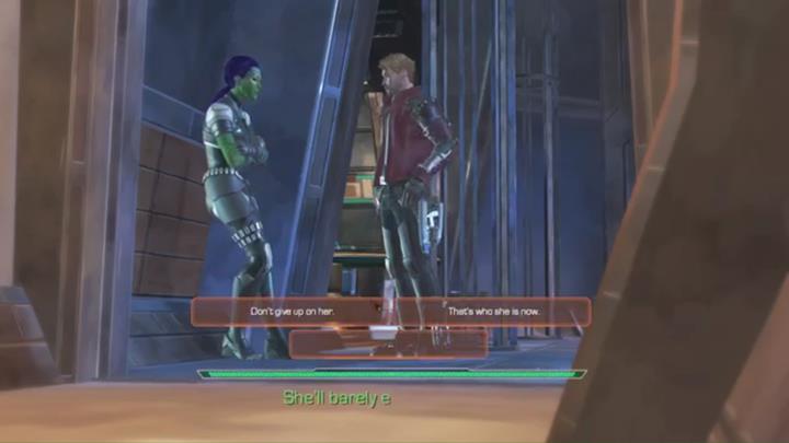 It is time to talk to Gamora - Marvels Guardians of the Galaxy: Chapter 5 - Blood on the Tracks - Marvels Guardians of the Galaxy: Episode 3 - More Than a Feeling - Marvels Guardians of the Galaxy: The Telltale Series Game Guide