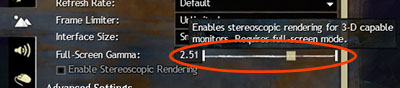 Increased gamma helps you navigate in darker locations in Guild Wars 2 - Start-Checkpoint 1 - World 1 - Zone 2 (Dark Woods) - Guild Wars 2: Super Adventure Box - Game Guide and Walkthrough