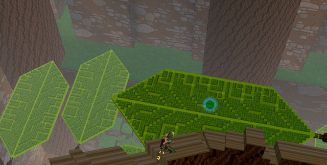 Bauble on big leaf after jumping from top of tree trunk - Checkpoint 2-3 - World 1 - Zone 2 (Dark Woods) - Guild Wars 2: Super Adventure Box - Game Guide and Walkthrough