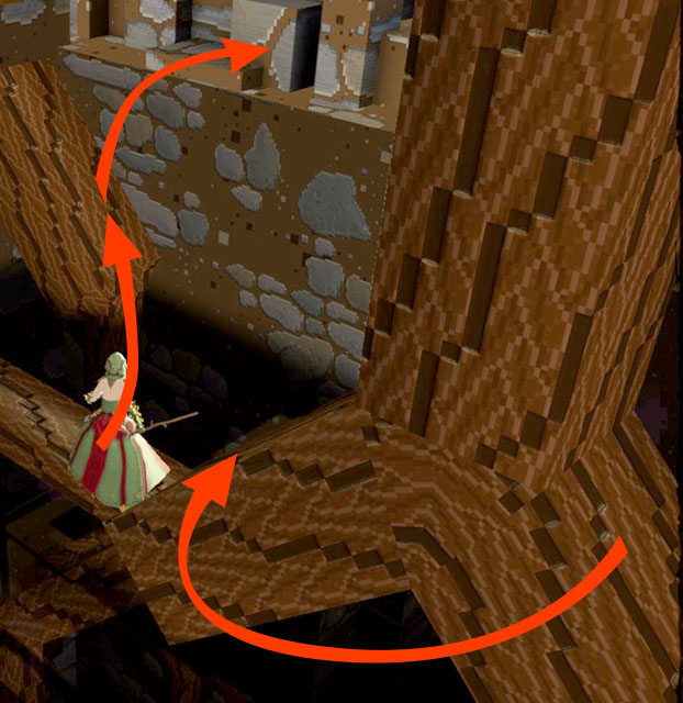 Quite hard jump to perform - Shortcut and go back: Checkpoint 4-3 - World 1 - Zone 2 (Dark Woods) - Guild Wars 2: Super Adventure Box - Game Guide and Walkthrough