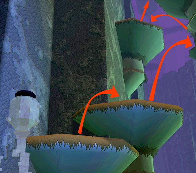 Jumps leading to the top - Checkpoint 3-4 - World 1 - Zone 3 (Kingdom of Fungus) - Guild Wars 2: Super Adventure Box - Game Guide and Walkthrough