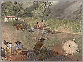 Unfortunately, the stage coach will be immobilized for a while and your job is to protect it no matter the costs - Whore Coach - Main Missions - GUN - Game Guide and Walkthrough