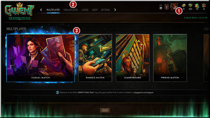 1 - Gwent The Witcher Card Game: Main Menu and Game Modes - Gwent The Witcher Card Game: Gameplay Basics - Gwent: The Witcher Card Game Guide