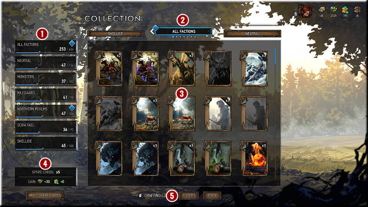 In this bookmark, you will find all the cards youve managed to collect - Gwent The Witcher Card Game: Card Collection - Gwent The Witcher Card Game: Card Collection and Creating Decks - Gwent: The Witcher Card Game Guide