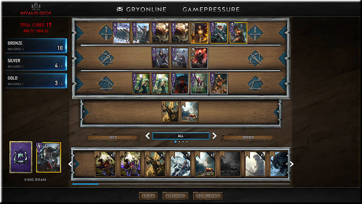 For the purposes of this guide, the selected Faction is Skellige with the King Bran as the Leader - Gwent The Witcher Card Game: Creating Decks - Gwent The Witcher Card Game: Card Collection and Creating Decks - Gwent: The Witcher Card Game Guide