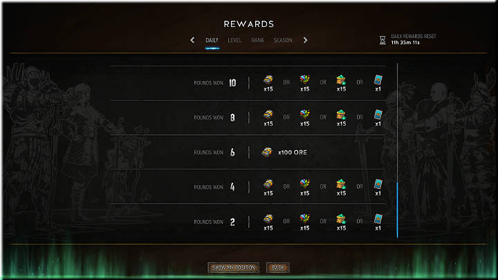 Moreover, every 2 won rounds, the player can receive a random reward from the following pool - Gwent The Witcher Card Game: Account Progression System - Gwent The Witcher Card Game: Card Collection and Creating Decks - Gwent: The Witcher Card Game Guide