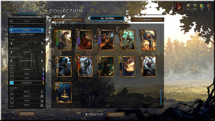 Legendary cards are marked with a golden square and a golden border - Gwent The Witcher Card Game: Card Rarity - Gwent The Witcher Card Game: Card Types - Gwent: The Witcher Card Game Guide