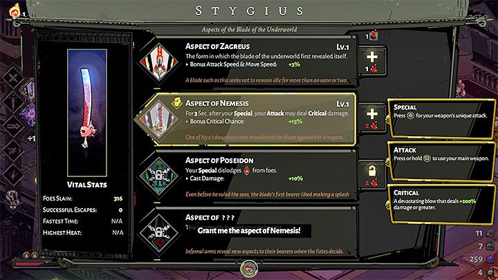 The most important use for Titan's Blood is spending it on unlocking and upgrading weapon aspects - different kinds of stat bonuses which can, guarantee e - Hades: Rewards for killing bosses - Basics - Hades Guide
