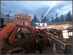 Use the grenades to blow up the turret next to the building shown on the screenshot (its surrounded by black smoke) - Under the radar p. I - Walkthrough - Half-Life 2: Episode Two Game Guide & Walkthrough