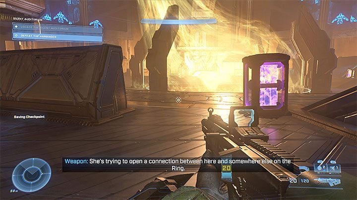 At first, you won't be able to attack Harbinger because she will be inside a kind of a force field - Halo Infinite: Harbinger (Final boss) - boss, how to defeat? - Bosses - Halo Infinite Guide