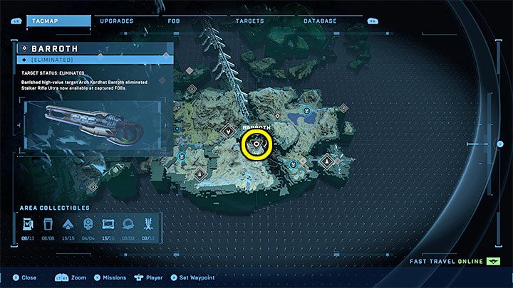 You'll find the target in the southeast section of the world map - Halo Infinite: High-value Targets - walkthrough - Side tasks - Halo Infinite Guide