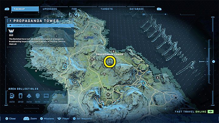 The tower is in the central part of the region - Halo Infinite: Propaganda towers (Connections) - Connections - Halo Infinite Guide