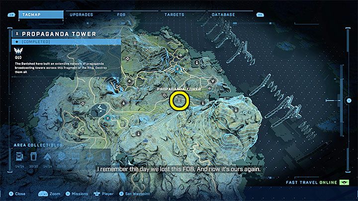 The tower is in the central part of the region - Halo Infinite: Propaganda towers (Connections) - Connections - Halo Infinite Guide