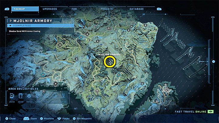 The armory is in the south-eastern part of the region - Halo Infinite: Mjolnir Armory and Spartan Cores (Connections) - Connections - Halo Infinite Guide