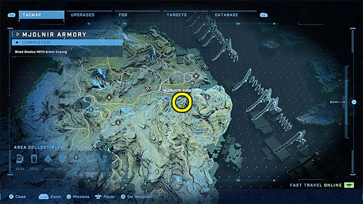 The armory is in the eastern part of the region - Halo Infinite: Mjolnir Armory and Spartan Cores (Connections) - Connections - Halo Infinite Guide