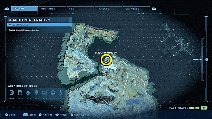 The armory is at the northern end of the region, next to Outpost Tremonius - Halo Infinite: Mjolnir Armory and Spartan Cores (Connections) - Connections - Halo Infinite Guide