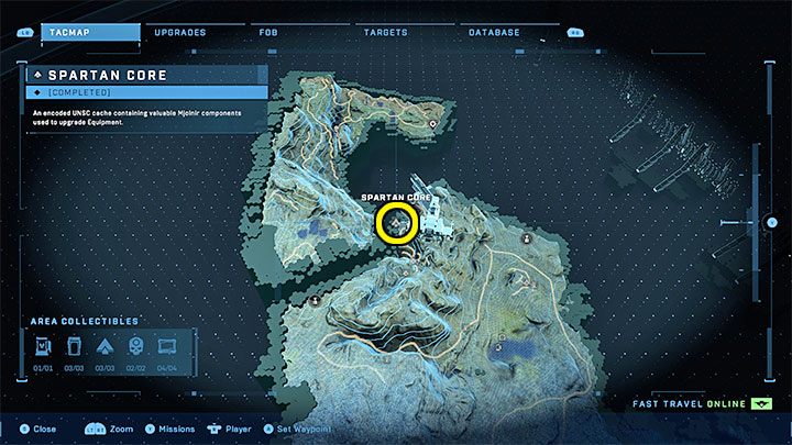 The core is at the northern end of the region, next to Outpost Tremonius - Halo Infinite: Mjolnir Armory and Spartan Cores (Connections) - Connections - Halo Infinite Guide