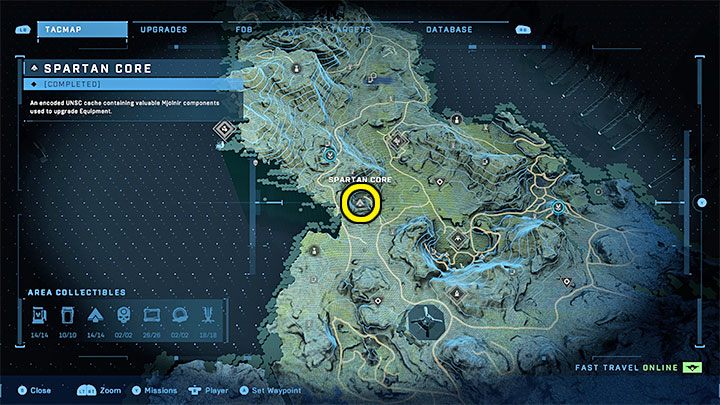 The core is in the central part of the region, near one of the FOB bases - Halo Infinite: Mjolnir Armory and Spartan Cores (Connections) - Connections - Halo Infinite Guide