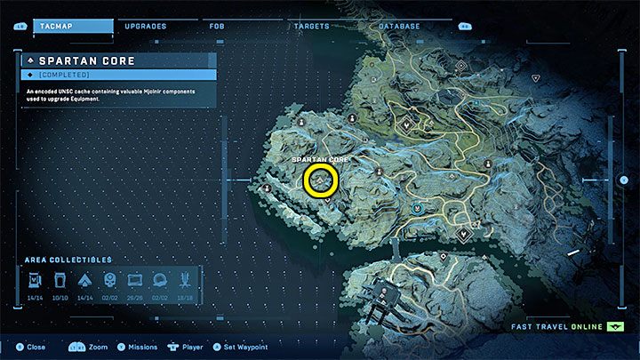 The core is in the south-western part of the region - Halo Infinite: Mjolnir Armory and Spartan Cores (Connections) - Connections - Halo Infinite Guide