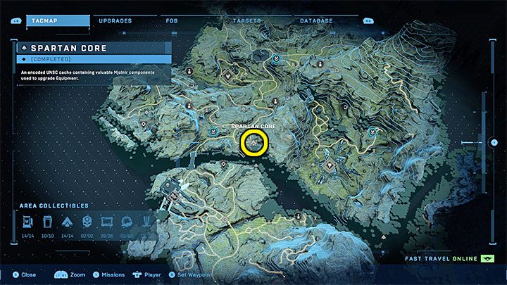 The core is in the Redoubt of Sundering outpost, at the southern end of the region - Halo Infinite: Mjolnir Armory and Spartan Cores (Connections) - Connections - Halo Infinite Guide