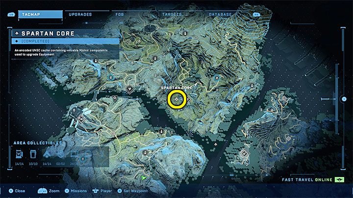 The core is in the south-eastern part of the region, next to the first Spire - Halo Infinite: Mjolnir Armory and Spartan Cores (Connections) - Connections - Halo Infinite Guide